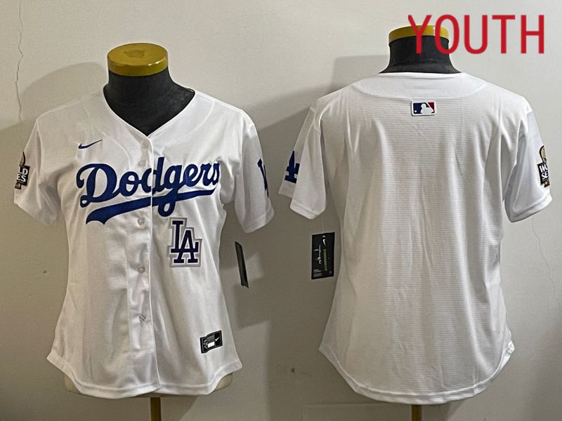 Youth Los Angeles Dodgers Blank White Game 2024 Nike MLB Jersey style 112111->youth mlb jersey->Youth Jersey